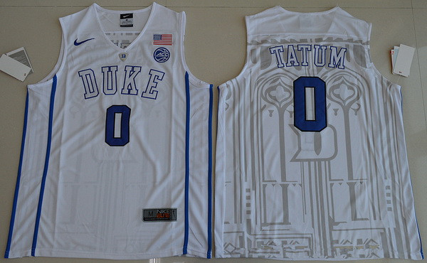 Men's Duke Blue Devils #0 Jayson Tatum White College Basketball Nike Swingman Stitched NCAA Jersey