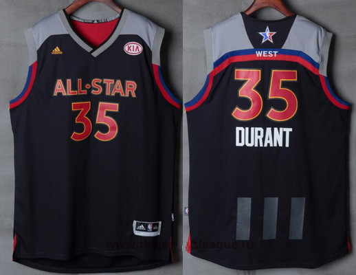 Men's Western Conference Golden State Warriors #35 Kevin Durant adidas Black Charcoal 2017 NBA All-Star Game Swingman Jersey