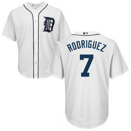 Men's Detroit Tigers #7 Ivan Rodriguez Retired White Stitched MLB Majestic Cool Base Jersey