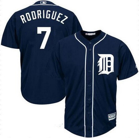 Men's Detroit Tigers #7 Ivan Rodriguez Retired Navy Blue Stitched MLB Majestic Cool Base Jersey