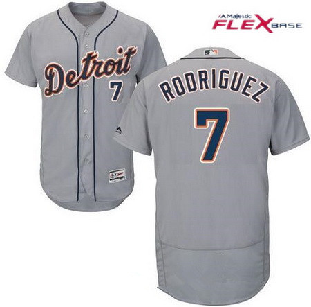 Men's Detroit Tigers #7 Ivan Rodriguez Retired Gray Stitched MLB Majestic Flex Base Jersey