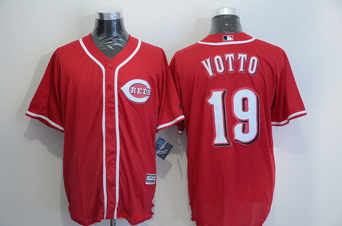Men's Cincinnati Reds #19 Joey Votto Red Stitched MLB Majestic Cool Base Jersey