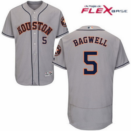 Men's Houston Astros #5 Jeff Bagwell Retired Gray Stitched MLB Majestic Flex Base Jersey