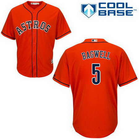 Men's Houston Astros #5 Jeff Bagwell Retired Orange Stitched MLB Majestic Cool Base Jersey