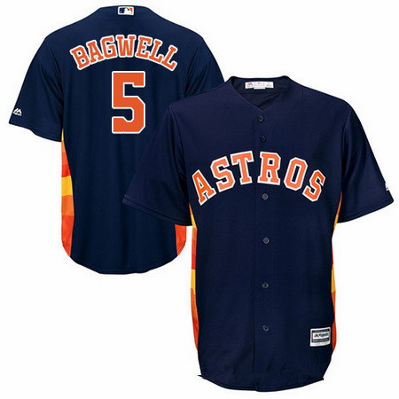 Men's Houston Astros #5 Jeff Bagwell Retired Navy Blue Stitched MLB Majestic Cool Base Jersey