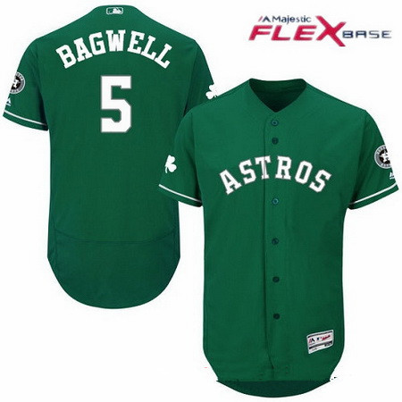Men's Houston Astros #5 Jeff Bagwell Retired Green 2016 St. Patrick's Day Stitched MLB Majestic Flex Base Jersey