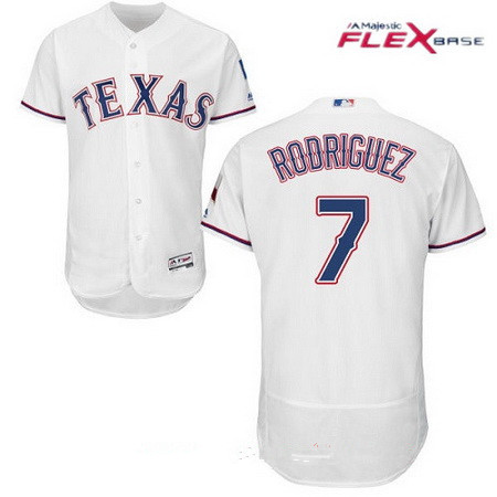 Men's Texas Rangers #7 Ivan Rodriguez Retired White Stitched MLB Majestic Flex Base Jersey