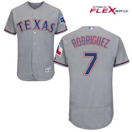 Men's Texas Rangers #7 Ivan Rodriguez Retired Gray Stitched MLB Majestic Flex Base Jersey
