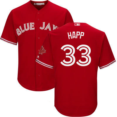 Men's Toronto Blue Jays #33 J. A. Happ Red Stitched MLB 2017 Majestic Cool Base Jersey