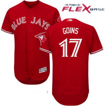 Men's Toronto Blue Jays #17 Ryan Goins Red Stitched MLB 2017 Majestic Flex Base Jersey
