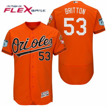 Men's Baltimore Orioles #53 Zach Britton Orange 2017 Spring Training Stitched MLB Majestic Flex Base Jersey
