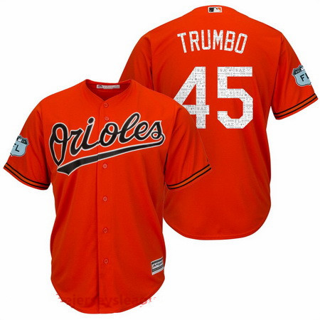 Men's Baltimore Orioles #45 Mark Trumbo Orange 2017 Spring Training Stitched MLB Majestic Cool Base Jersey