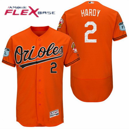 Men's Baltimore Orioles #2 J.J. Hardy Orange 2017 Spring Training Stitched MLB Majestic Flex Base Jersey