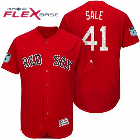 Men's Boston Red Sox #41 Chris Sale Red 2017 Spring Training Stitched MLB Majestic Flex Base Jersey