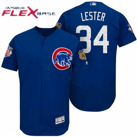 Men's Chicago Cubs #34 Jon Lester Royal Blue 2017 Spring Training Stitched MLB Majestic Flex Base Jersey