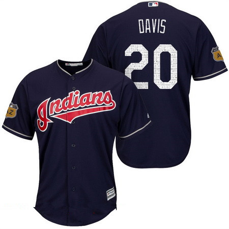 Men's Cleveland Indians #20 Rajai Davis Navy Blue 2017 Spring Training Stitched MLB Majestic Cool Base Jersey