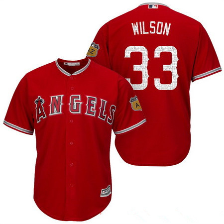 Men's Los Angeles Angels of Anaheim #33 C.J. Wilson Red 2017 Spring Training Stitched MLB Majestic Cool Base Jersey