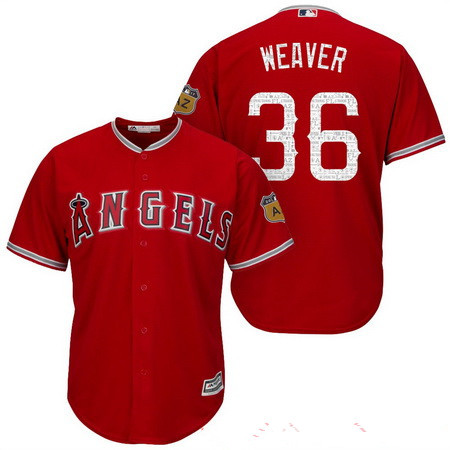 Men's Los Angeles Angels of Anaheim #36 Jered Weaver Red 2017 Spring Training Stitched MLB Majestic Cool Base Jersey