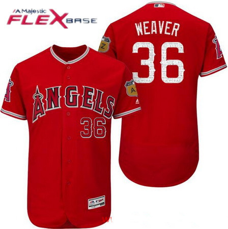 Men's Los Angeles Angels of Anaheim #36 Jered Weaver Red 2017 Spring Training Stitched MLB Majestic Flex Base Jersey