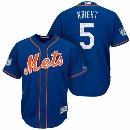 Men's New York Mets #5 David Wright Royal Blue 2017 Spring Training Stitched MLB Majestic Cool Base Jersey