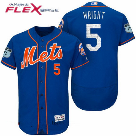 Men's New York Mets #5 David Wright Royal Blue 2017 Spring Training Stitched MLB Majestic Flex Base Jersey