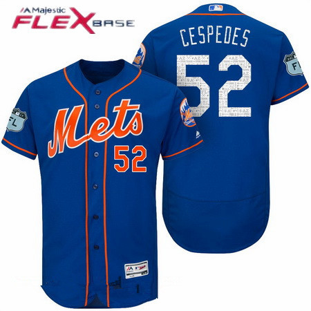 Men's New York Mets #52 Yoenis Cespedes Royal Blue 2017 Spring Training Stitched MLB Majestic Flex Base Jersey