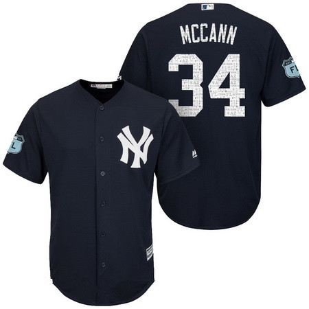 Men's New York Yankees #34 Brian McCann Navy Blue 2017 Spring Training Stitched MLB Majestic Cool Base Jersey