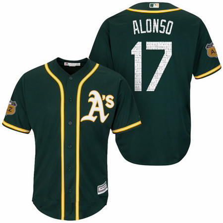 Men's Oakland Athletics #17 Yonder Alonso Green 2017 Spring Training Stitched MLB Majestic Cool Base Jersey