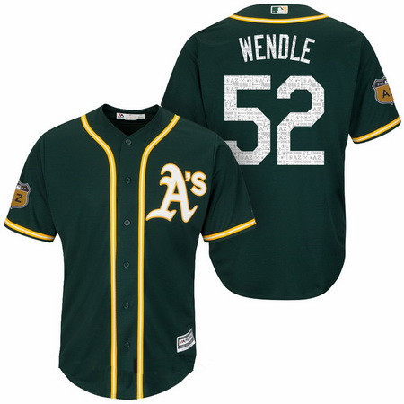 Men's Oakland Athletics #52 Joey Wendle Green 2017 Spring Training Stitched MLB Majestic Cool Base Jersey
