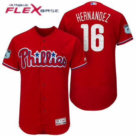 Men's Philadelphia Phillies #16 Cesar Hernandez Red 2017 Spring Training Stitched MLB Majestic Flex Base Jersey