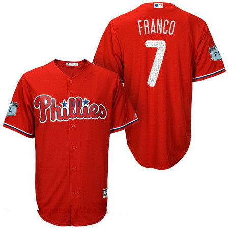 Men's Philadelphia Phillies #7 Maikel Franco Red 2017 Spring Training Stitched MLB Majestic Cool Base Jersey