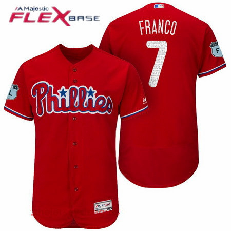 Men's Philadelphia Phillies #7 Maikel Franco Red 2017 Spring Training Stitched MLB Majestic Flex Base Jersey
