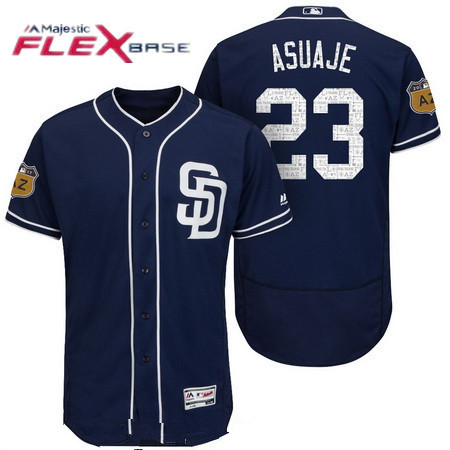 Men's San Diego Padres #23 Carlos Asuaje Navy Blue 2017 Spring Training Stitched MLB Majestic Flex Base Jersey