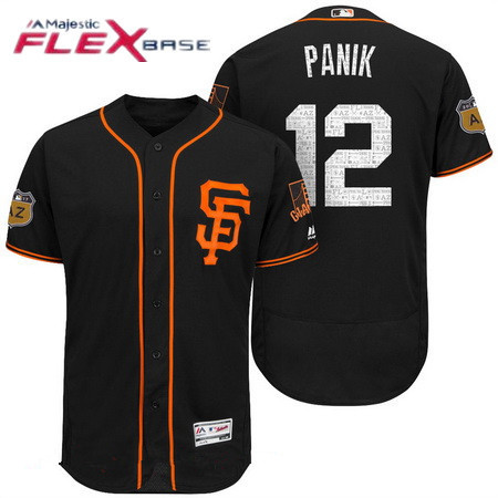 Men's San Francisco Giants #12 Joe Panik Black 2017 Spring Training Stitched MLB Majestic Flex Base Jersey