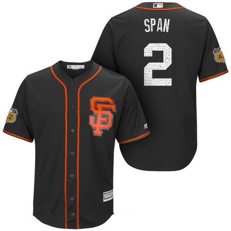 Men's San Francisco Giants #2 Denard Span Black 2017 Spring Training Stitched MLB Majestic Cool Base Jersey