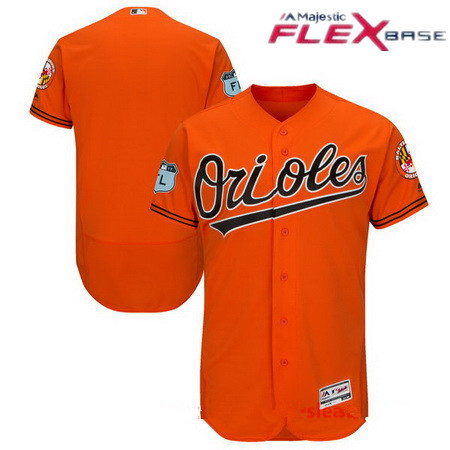 Men's Baltimore Orioles Majestic Orange 2017 Spring Training Authentic Flex Base Stitched MLB Custom Jersey