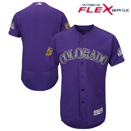 Men's Colorado Rockies Majestic Purple 2017 Spring Training Authentic Flex Base Stitched MLB Custom Jersey