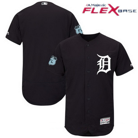 Men's Detroit Tigers Majestic Navy Blue 2017 Spring Training Authentic Flex Base Stitched MLB Custom Jersey