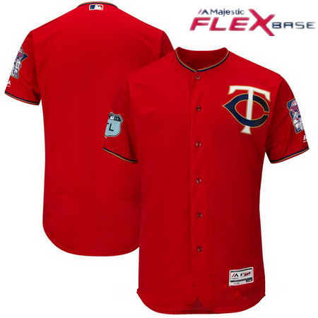 Men's Minnesota Twins Majestic Scarlet Red 2017 Spring Training Authentic Flex Base Stitched MLB Custom Jersey