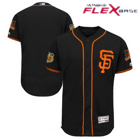 Men's San Francisco Giants Majestic Black 2017 Spring Training Authentic Flex Base Stitched MLB Custom Jersey