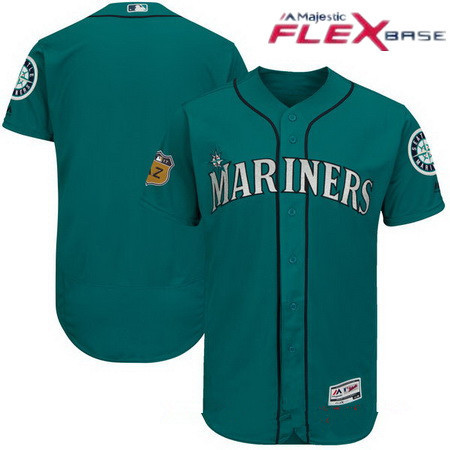 Men's Seattle Mariners Majestic Aqua Green 2017 Spring Training Authentic Flex Base Stitched MLB Custom Jersey