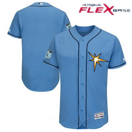 Men's Tampa Bay Rays Majestic Light Blue 2017 Spring Training Authentic Flex Base Stitched MLB Custom Jersey