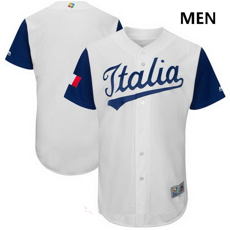 Men's Italy Baseball Majestic White 2017 World Baseball Classic Custom Team Jersey
