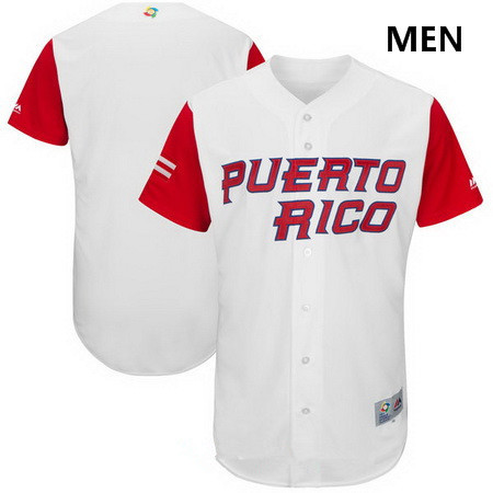 Men's Puerto Rico Baseball Majestic White 2017 World Baseball Classic Custom Team Jersey