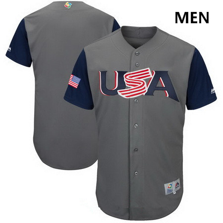 Men's USA Baseball Majestic Gray 2017 World Baseball Classic Custom Team Jersey