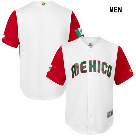 Men's Mexico Baseball Majestic White 2017 World Baseball Classic Custom Alternate Jersey