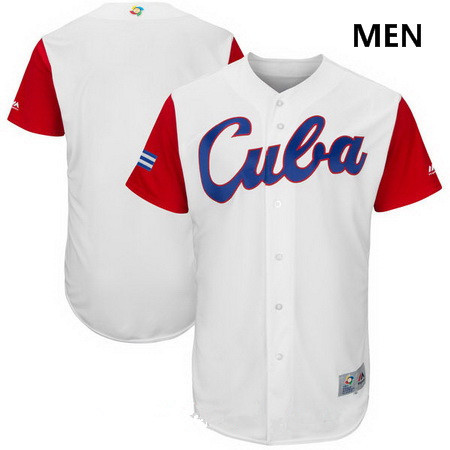 Men's Cuba Baseball Majestic White 2017 World Baseball Classic Custom Team Jersey