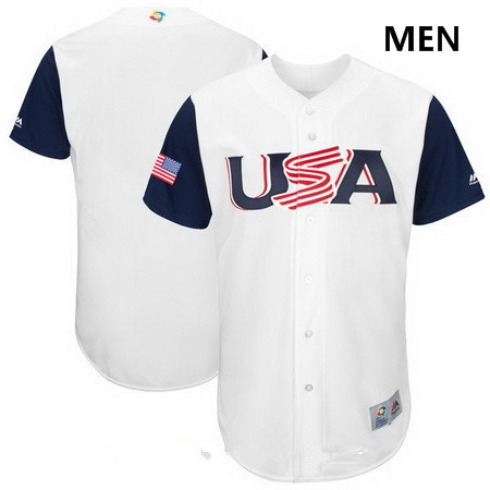 Men's USA Baseball Majestic White 2017 World Baseball Classic Custom Team Jersey