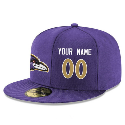 Baltimore Ravens Custom Snapback Cap NFL Player Purple with Gold Number Stitched Hat