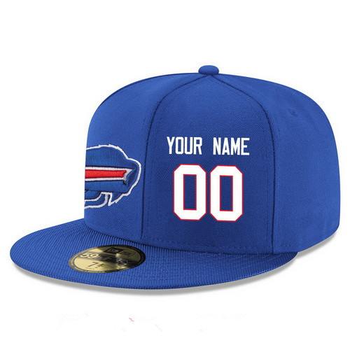 Buffalo Bills Custom Snapback Cap NFL Player Royal Blue with White Number Stitched Hat